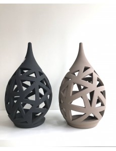 Ceramic Tea Light Candle Lanterns Set "Drops"