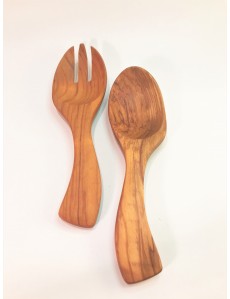 Fork and Spoon Set made of Natural Olive wood