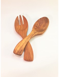 Fork and Spoon Set made of Natural Olive wood