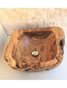 Handcrafted Bathroom Sink  Natural Olive wood  