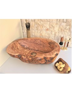Handcrafted Bathroom Sink Natural Olive Wood 