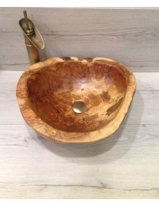 Handcrafted Bathroom Sink from Natural Olive Wood 