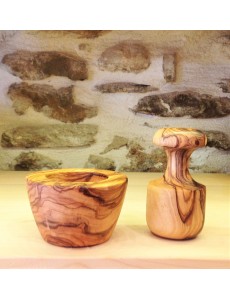 OLIVE WOOD  MORTAR  with PESTLE  