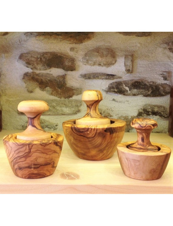 OLIVE WOOD  MORTAR  with PESTLE  